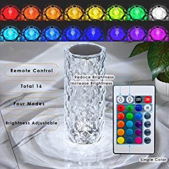 Crystal Touch RGB Lamp — 16 Color Changing LED Light with Remote Control & USB Charging