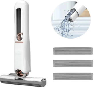 2-in-1 Silicone Water Wiper with Handle – Window, Mirror & Floor Cleaning Brush