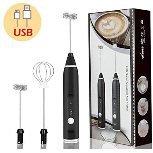 USB Rechargeable Milk Frother – 3 Speed Handheld Coffee Mixer & Egg Beater