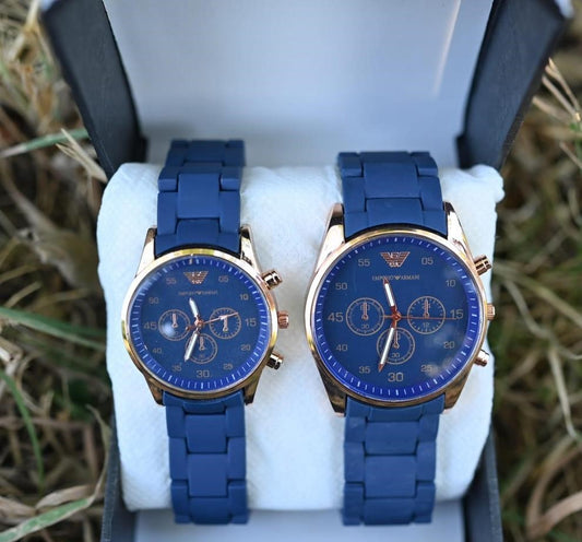 Elegant Couple Watch Set | Matching Men’s & Women’s Wristwatches | Stylish Analog Timepieces for Couples – 2 Pc Gift Set black colour