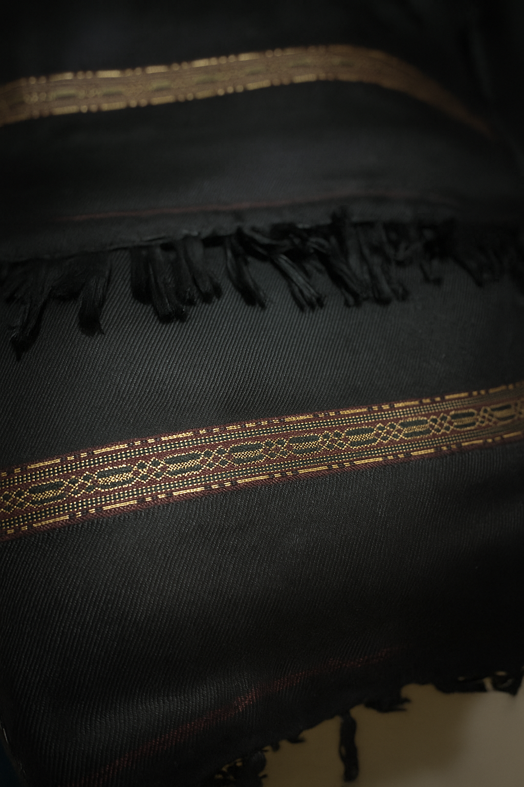 Luxury Black Shawl with Golden Embroidered Border