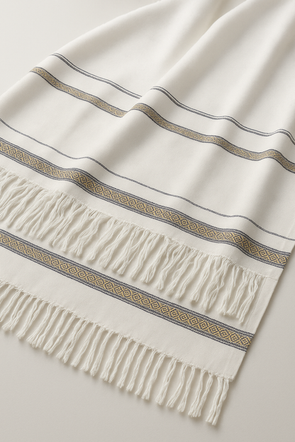 Premium White Shawl with Golden Border