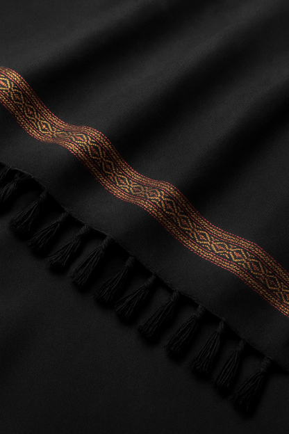 Luxury Black Shawl with Golden Embroidered Border